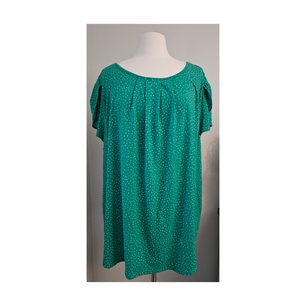 Adrianna Papell Green Polka Dot Top Size 3X
